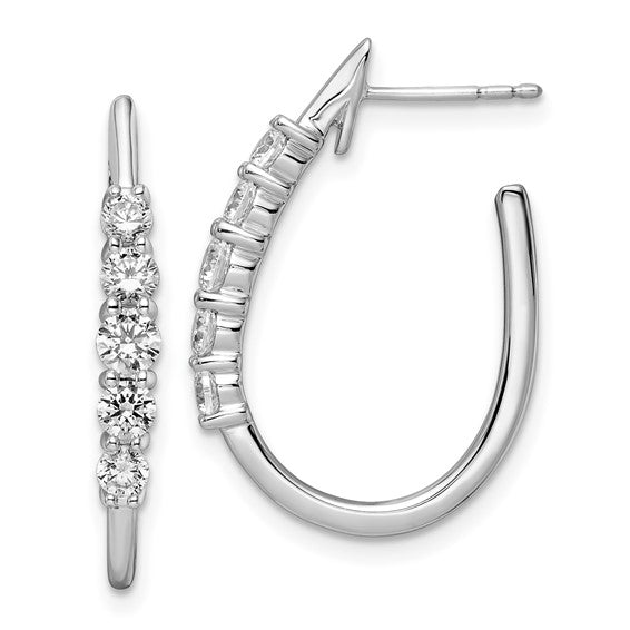 True Origin 14K White Gold 1 carat Lab Grown Diamond VS/SI D E F Post Hoop Earrings