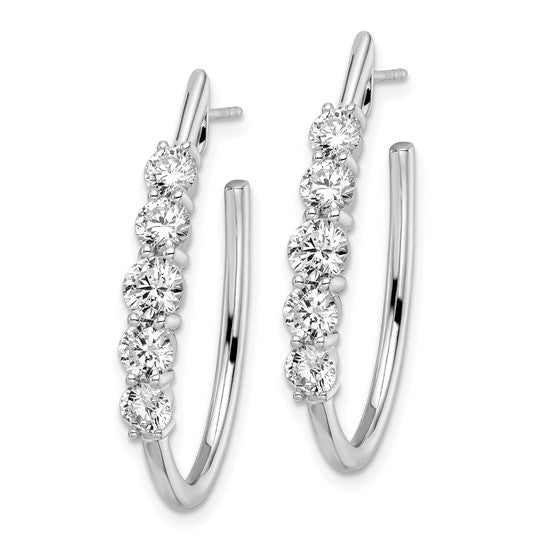 True Origin 14K White Gold 2 1/2 carat Lab Grown Diamond VS/SI D E F Post Hoop Earrings