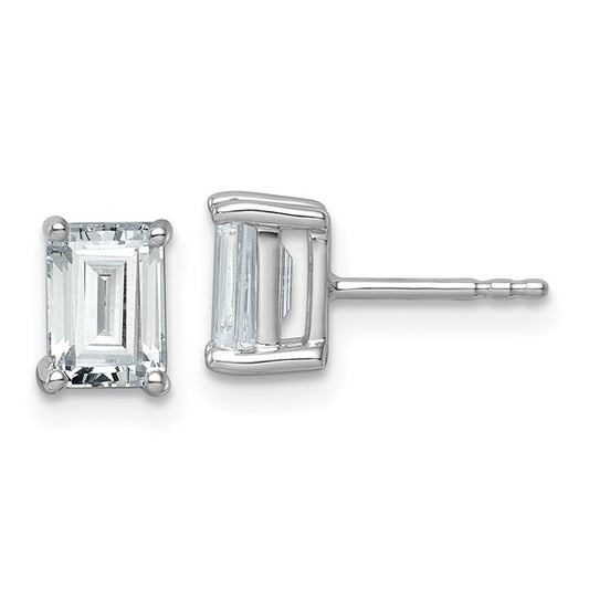 14k White Gold 2 carat total weight Emerald VS/SI GH Lab Grown Diamond Stud Post Earrings