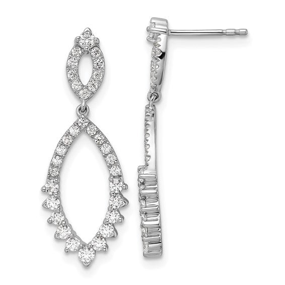 14K White Gold Lab Grown Diamond VS/SI GH, Teardrop Post Dangle Earrings