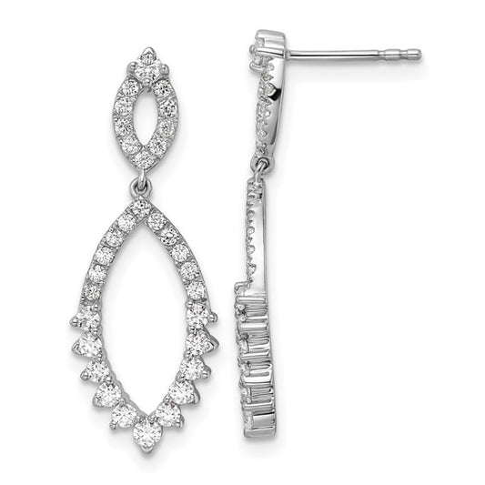 14K White Gold Lab Grown Diamond VS/SI GH, Teardrop Post Dangle Earrings