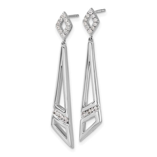 14K White Gold Lab Grown Diamond VS/SI GH, Triangles Post Dangle Earring