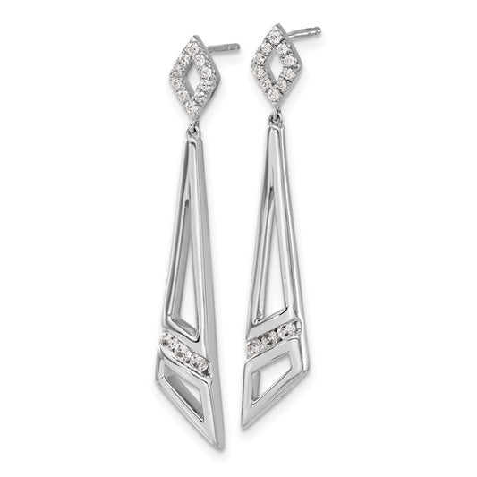 14K White Gold Lab Grown Diamond VS/SI GH, Triangles Post Dangle Earring