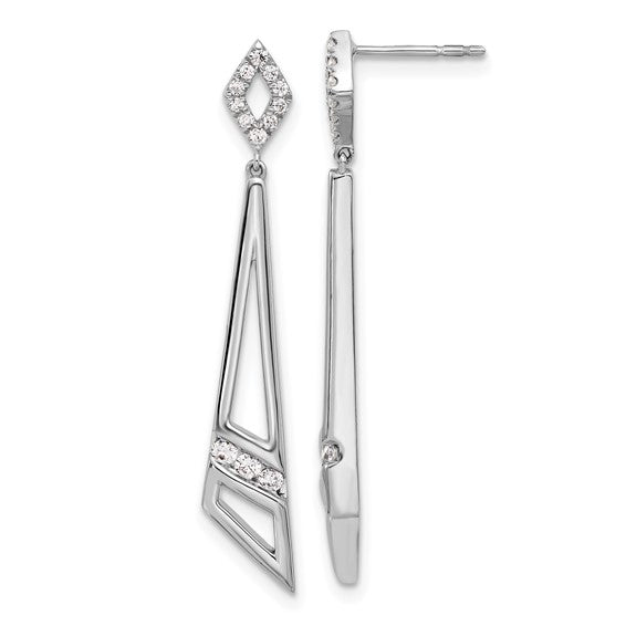 14K White Gold Lab Grown Diamond VS/SI GH, Triangles Post Dangle Earring