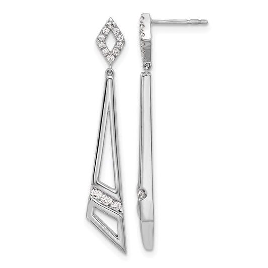 14K White Gold Lab Grown Diamond VS/SI GH, Triangles Post Dangle Earring