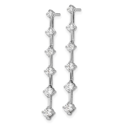 14K White Gold Lab Grown Diamond VS/SI GH, 6 Stone Post Dangle Earri