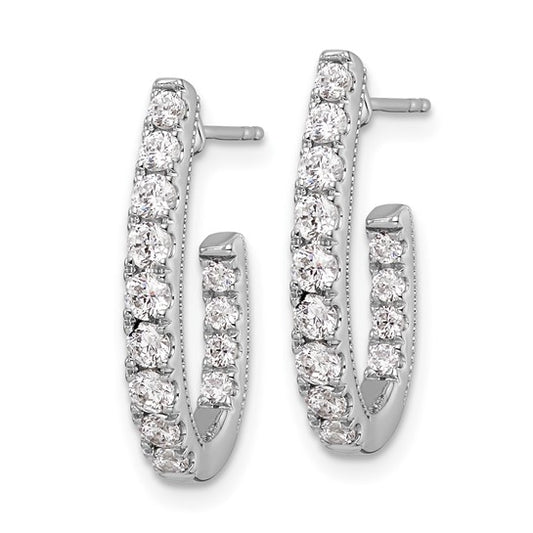 14K White Gold Lab Grown Diamond VS/SI GH, In and Out J-Hoop Earring