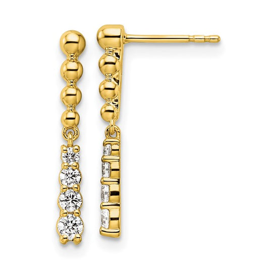14K Lab Grown Diamond VS/SI GH, Beaded Bar Post Dangle Earrings