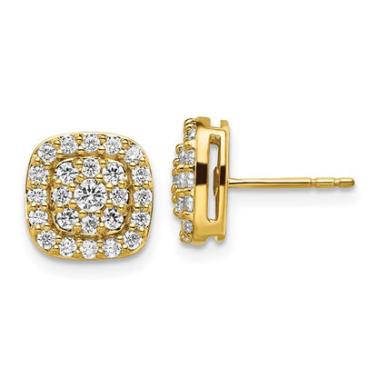 14K Lab Grown Diamond VS/SI GH, Squared Halo Post Earrings
