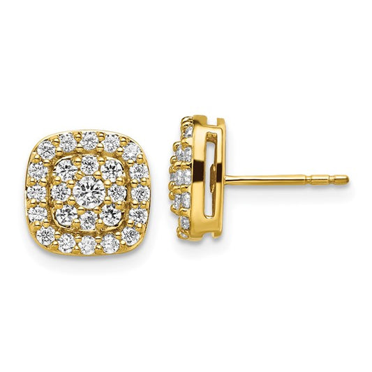 14K Lab Grown Diamond VS/SI GH, Squared Halo Post Earrings