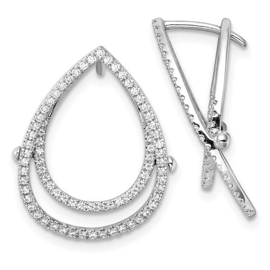 14K White Gold Lab Grown Diamond Teardrop Fashion Hinged Earrings