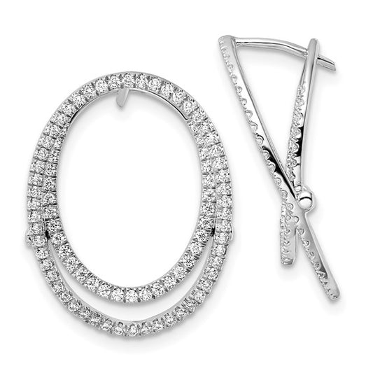 14K White Gold Lab Grown Diamond Oval Fashion Hinged Earrings