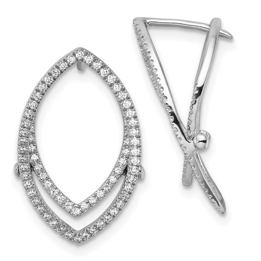 14K White Gold Lab Grown Diamond Marquise Shape Hinged Earrings