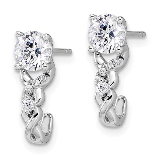 14K White Gold Lab Grown Diamond Post Fashion Earrings