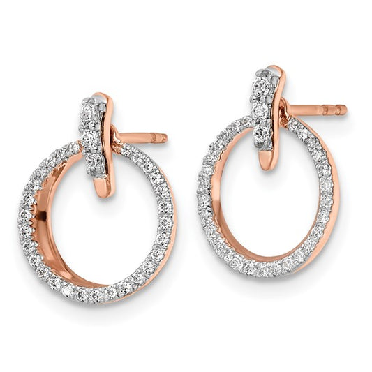 14K Rose Gold Lab Grown Diamond Circle Jacket and Post Earrings