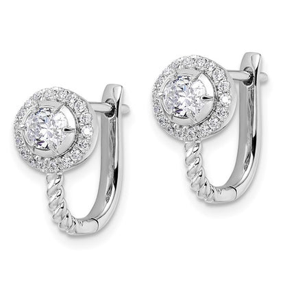 14K White Gold Lab Grown Diamond Hinged Hoop Earrings