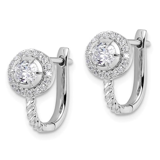 14K White Gold Lab Grown Diamond Hinged Hoop Earrings