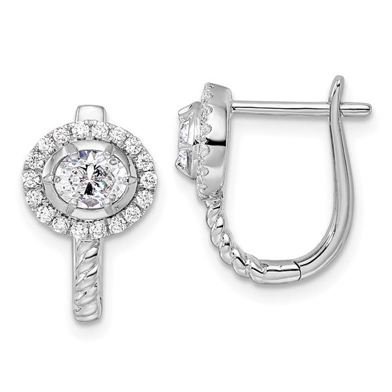 14K White Gold Lab Grown Diamond Hinged Hoop Earrings