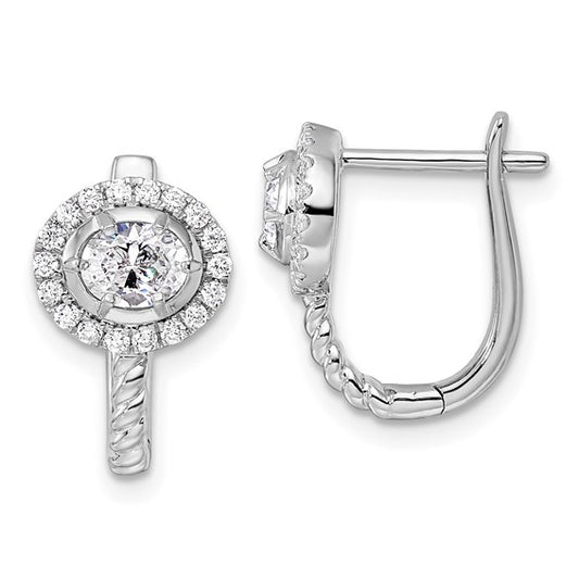 14K White Gold Lab Grown Diamond Hinged Hoop Earrings