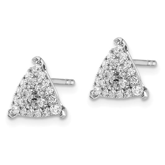 14K White Gold Lab Grown Diamond Triangle Cluster Post Earrings