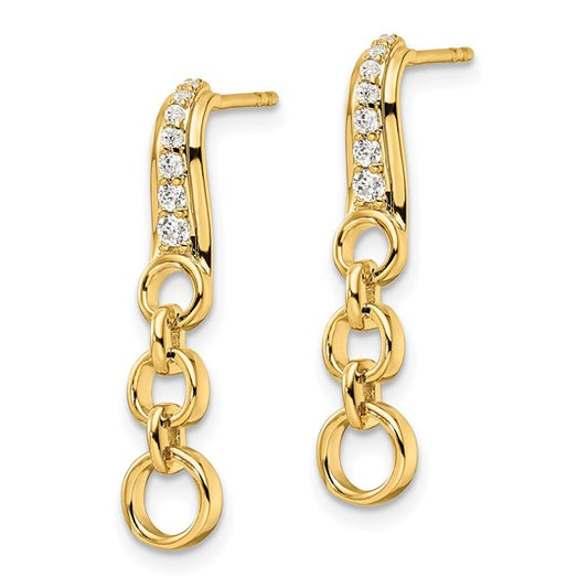 14K Lab Grown Diamond Circles Dangle Post Earrings