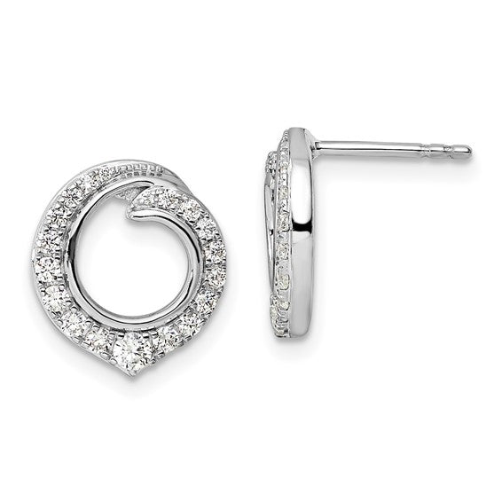 14k White Gold Diamond Post Earrings