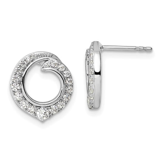 14k White Gold Diamond Post Earrings