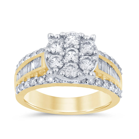 10K YELLOW GOLD 2.25 CARAT WOMEN REAL DIAMOND ENGAGEMENT RING WEDDING RING BRIDAL