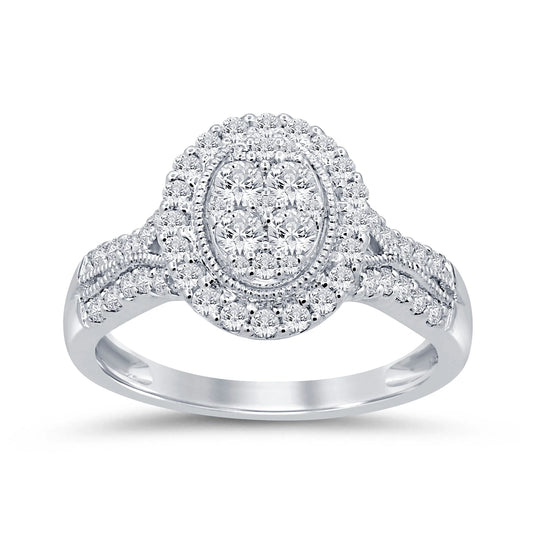 10K WHITE GOLD .80 CARAT WOMEN REAL DIAMOND ENGAGEMENT RING WEDDING RING BRIDAL