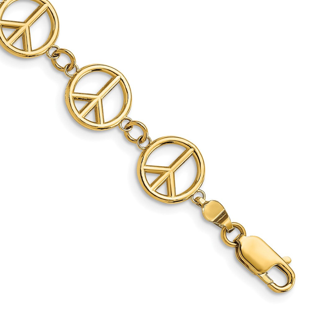 14k Polished Peace Sign Bracelet