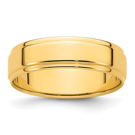 14KY 6mm Flat with Step Edge Band Size 7.5