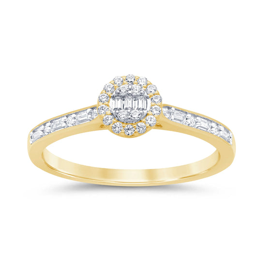 10K YELLOW GOLD .25 CARAT WOMENS REAL DIAMOND ENGAGEMENT WEDDING RING