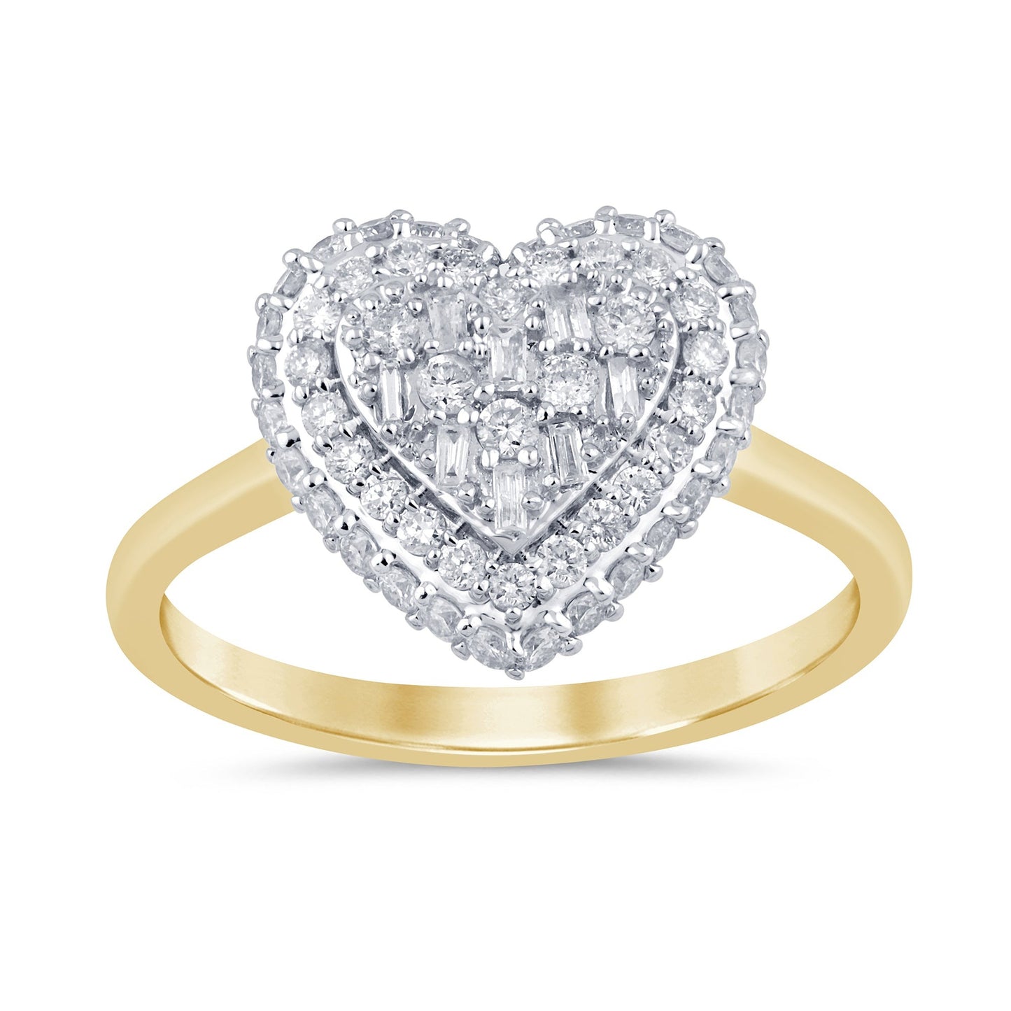 10K SOLID YELLOW GOLD .60 CARAT REAL DIAMOND WOMEN BRIDAL HEART WEDDING ENGAGEMENT RING