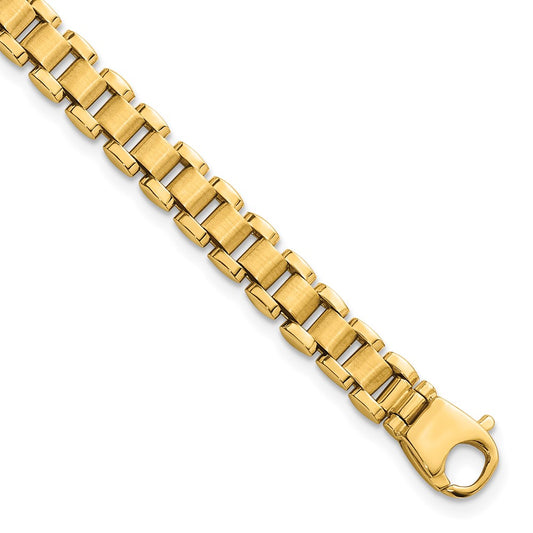 14k Polished and Brushed 8in Fancy Link Bracelet