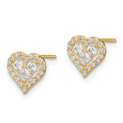 14k Madi K CZ Heart Post Earrings