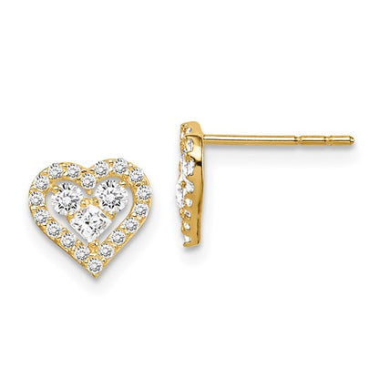 14k Madi K CZ Heart Post Earrings