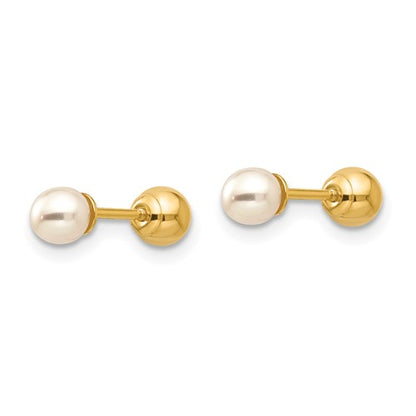 14k Madi K Reversible 3.75-4mm FW Cultured Pearl and Gold Ball Earrings