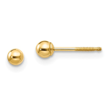 14k Madi K 3mm Ball Push On and Screw Off Screwback Earrings