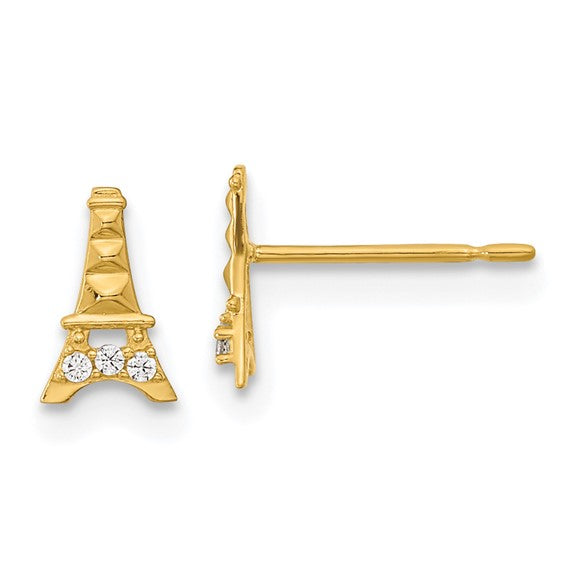 14k Madi K Kids CZ Eiffel Tower Post Earrings