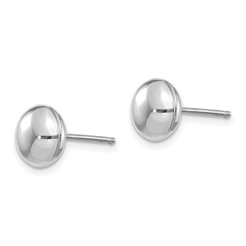 14k White Polished 8mm Button Post Earrings