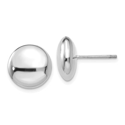 14k White Polished 12mm Button Post Earrings
