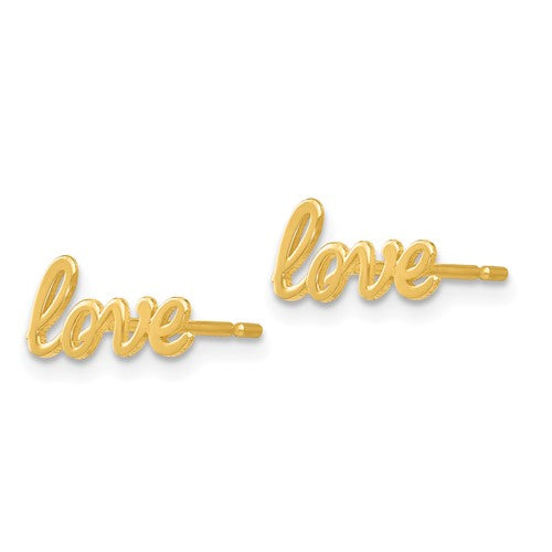 14k Gold Polished Love Post Earrings