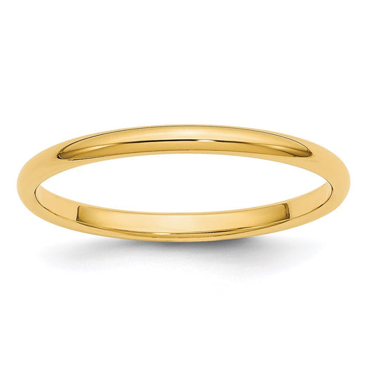 14KY 2mm Half-Round Wedding Band Size 4