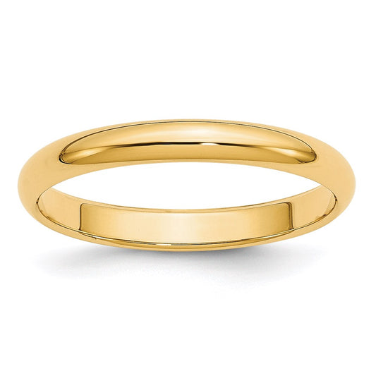 14KY 3mm Half-Round Wedding Band Size 12