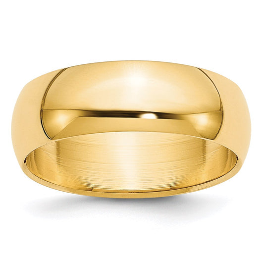 14KY 7mm Half-Round Wedding Band Size 7