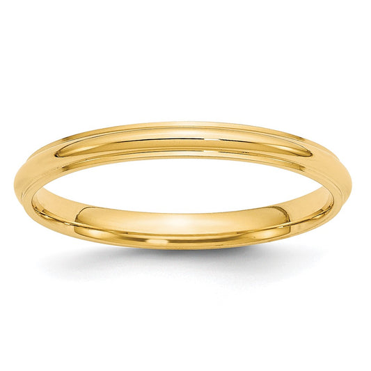14KY 2.5mm Half Round with Edge Band Size 8.5