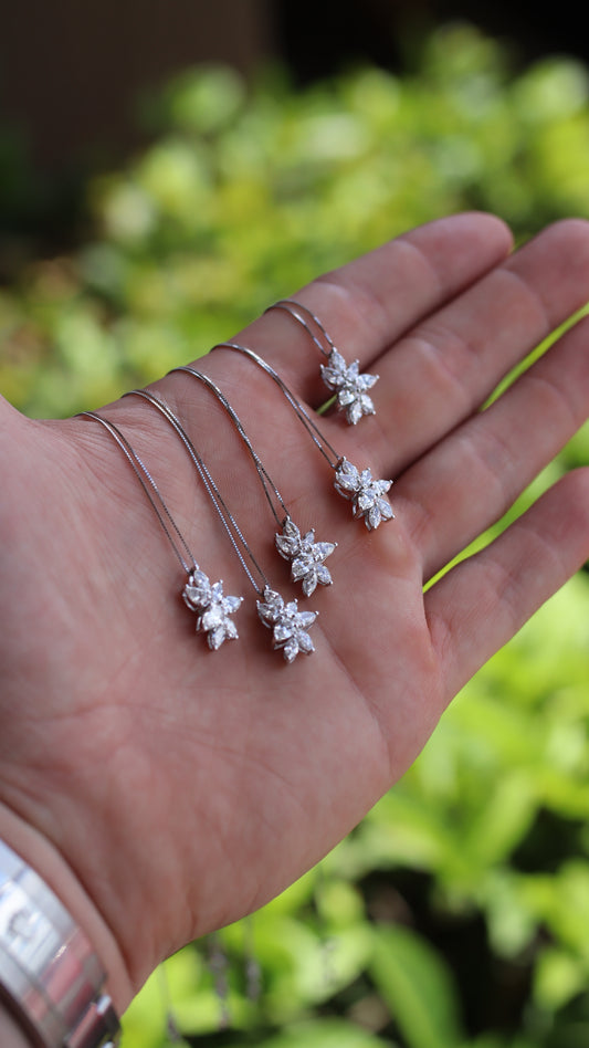 Diamond Flower Pendant Necklace – 10k White Gold | 1ct Natural Diamond