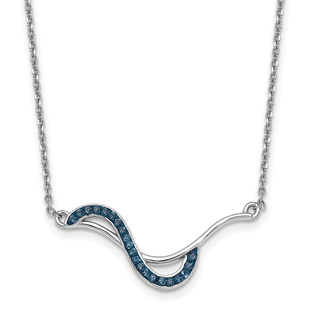 Sterling Silver Rhodium-Plated Crystal Fashion Wave 16.5 +1in Necklace