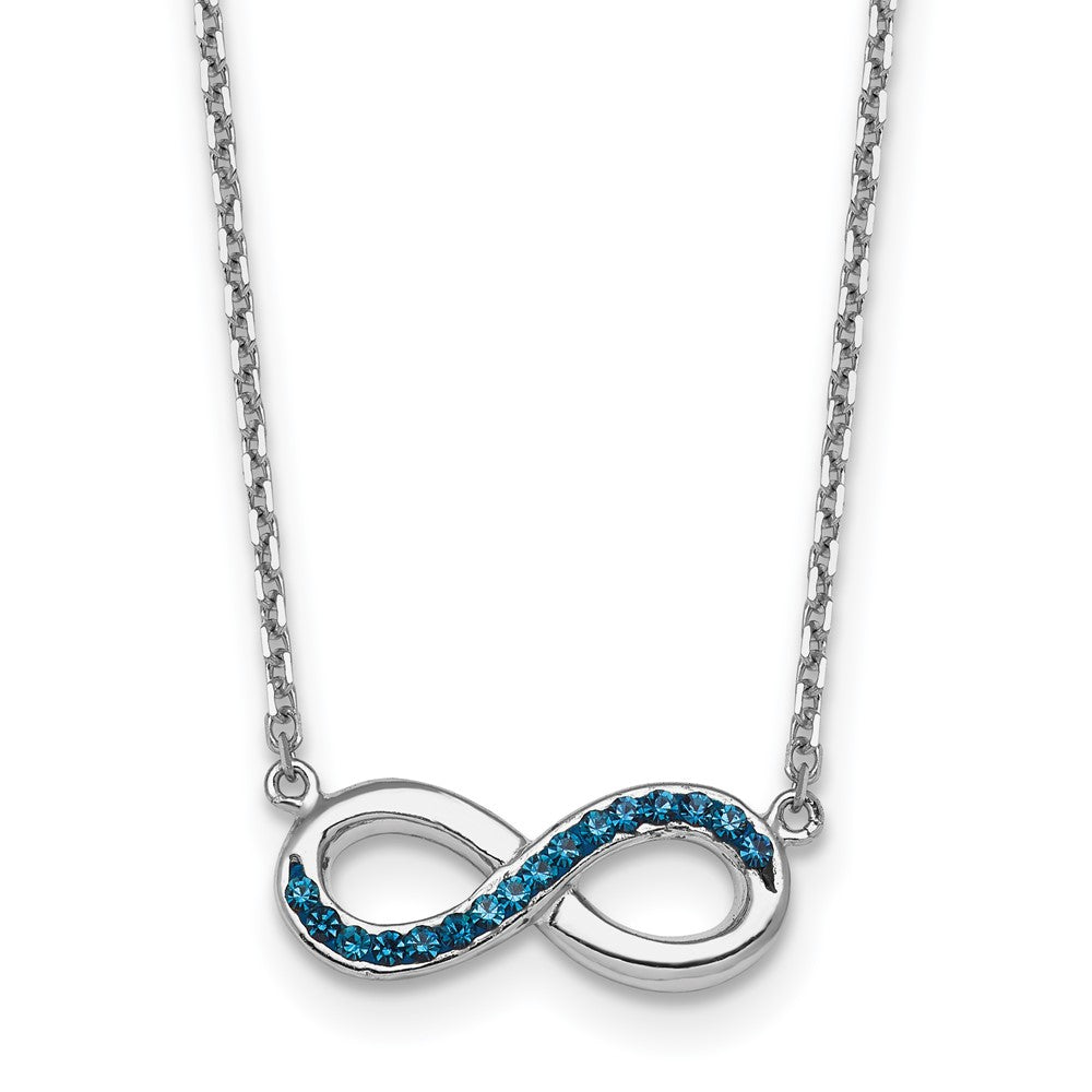 Sterling Silver Rhodium-Plated Polished Crystal Eternity 16.5 +2in Necklace