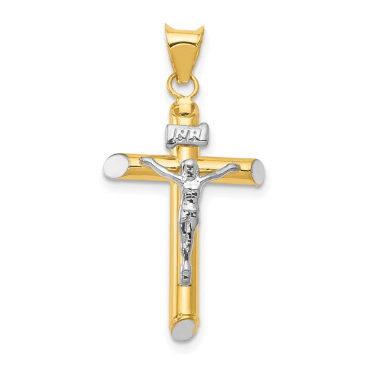 14K Two-Tone w/Rhodium Inri Crucifix Pendant